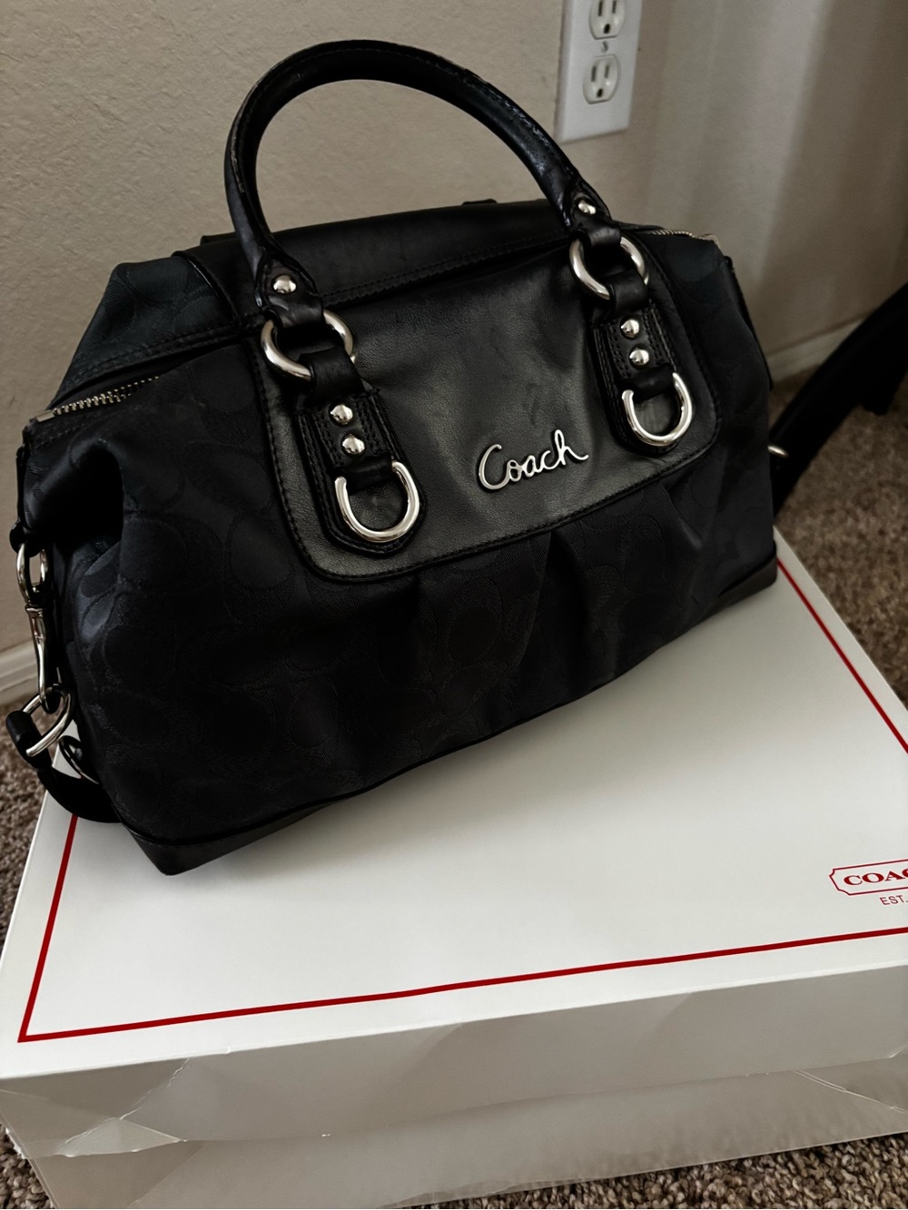COACH Ashley Satchel Black with Silver Hardware